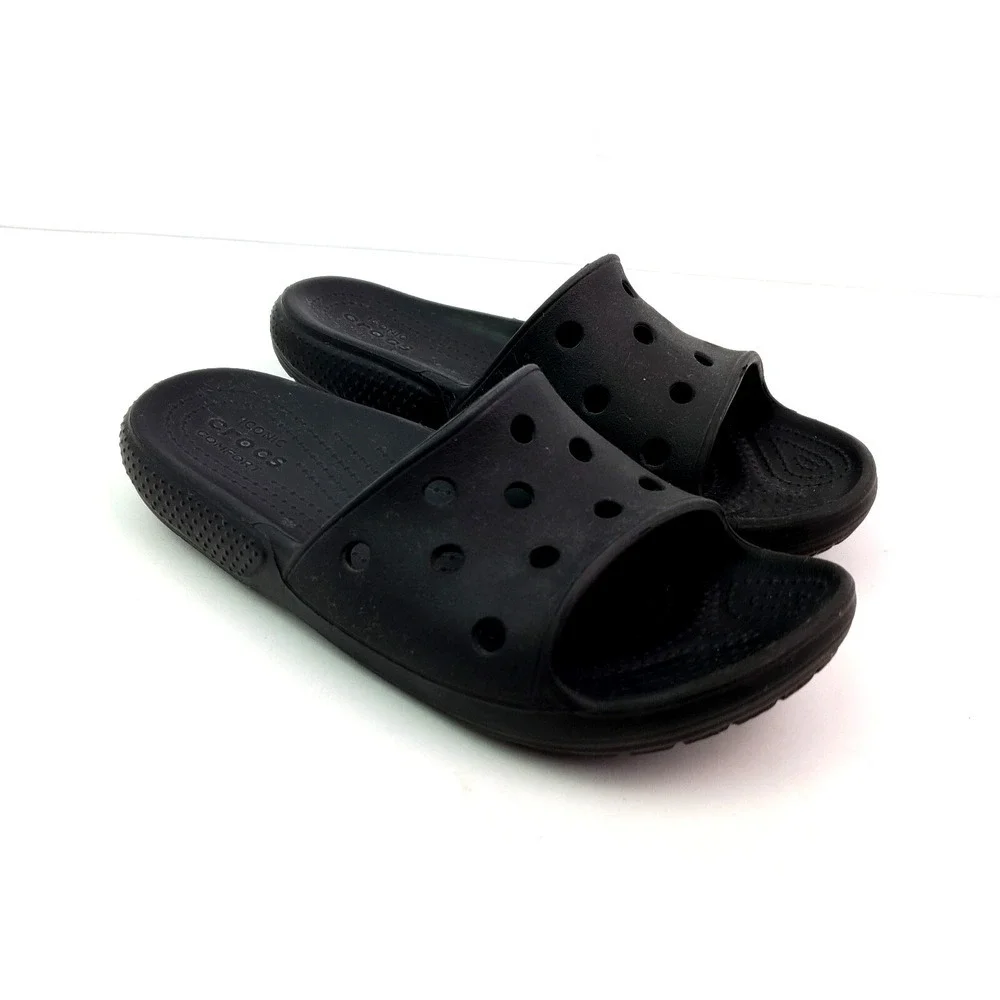 Crocs Classic Slide Youth Size 4Y Black Slip On Comfort Slide Sandals